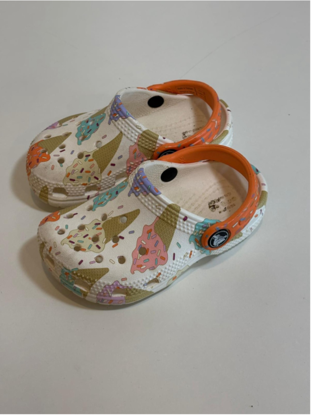 Crocs Kids Classic Clog Ice Cream Cone Sprinkles White Orange C11 #F